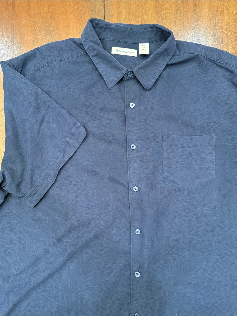 Cubavera Men's Dark Navy Short-Sleeve Button-Down Shirt